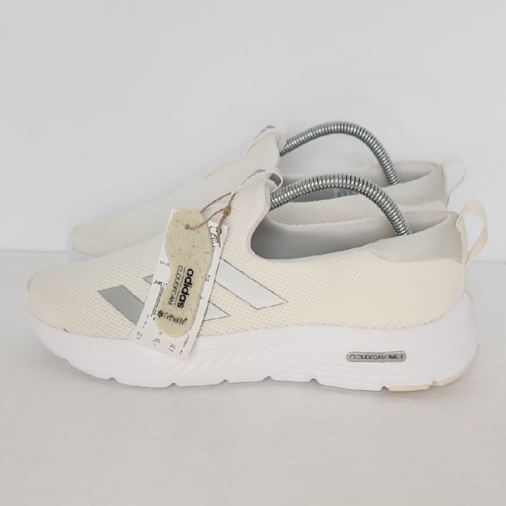 Adidas Cream Slip-On Sneakers with Silver Stripes - Picture 3 of 10